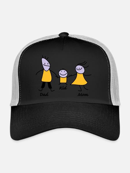happy family - Casquette trucker  - noir/gris pierre - Devant