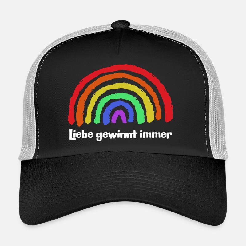 Regenbogen Frieden Freiheit Liebe Statement - Trucker Cap - Schwarz/Steingrau
