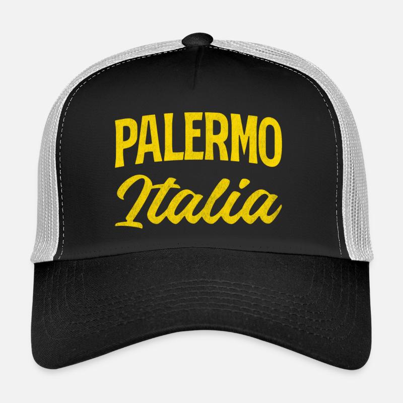 Écriture jaune Palermo Italia Casquette trucker 