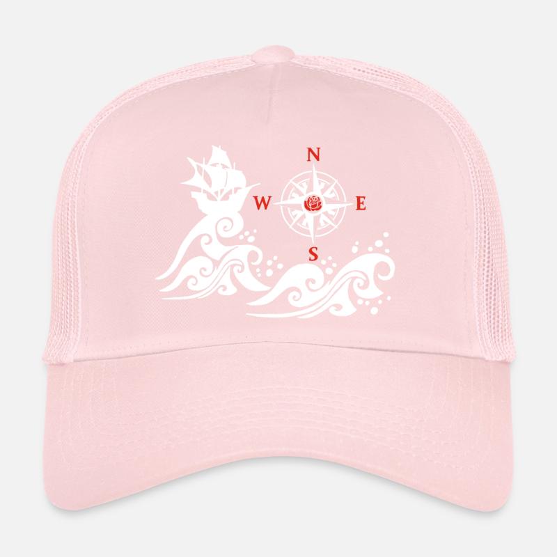 Bateau blanc et rose des vents Casquette trucker 
