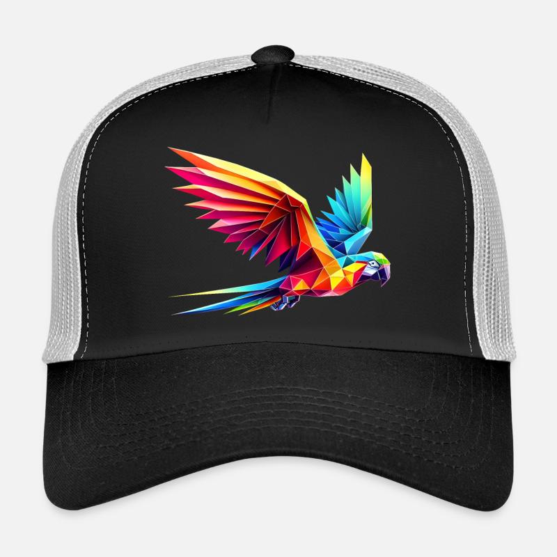 Perroquet origami multicolore géométrique 3d Casquette trucker 
