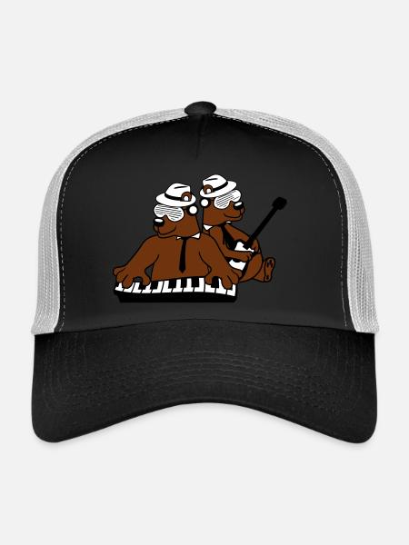 2 Bear Brown Bear Keyboard Piano Guitar Band Team - Trucker Cap - black/stone grey - Front