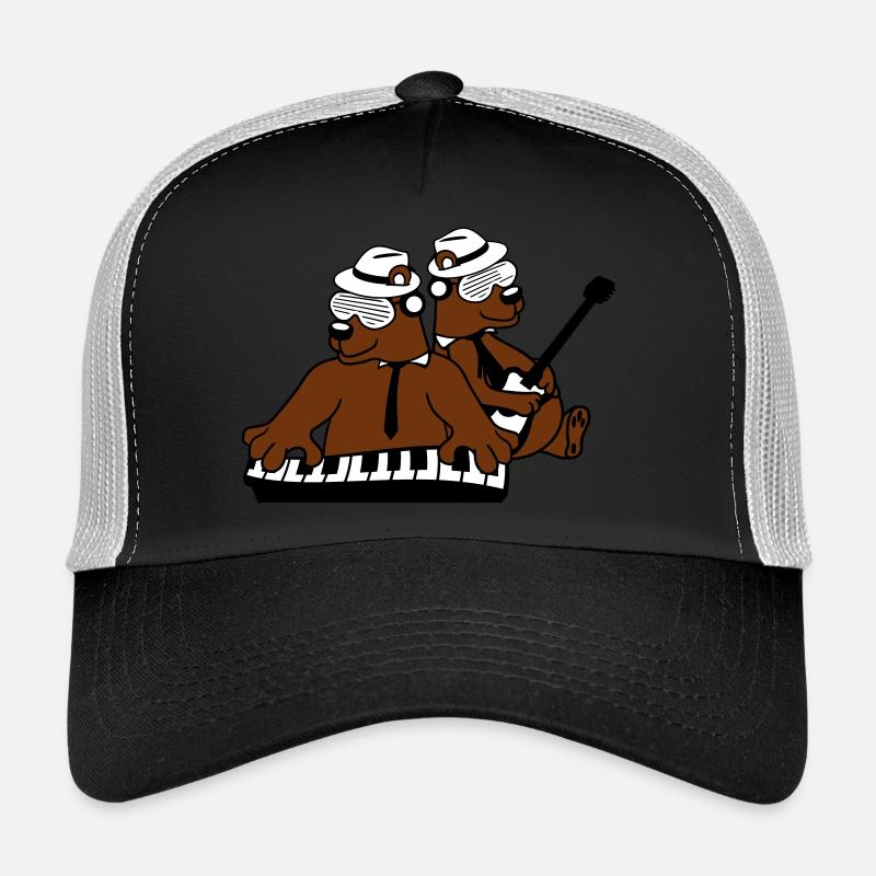 2 Bear Brown Bear Keyboard Piano Guitar Band Team - Trucker Cap - black/stone grey