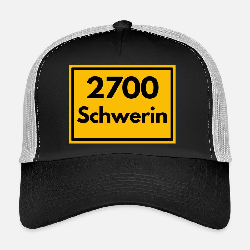 Panneau de la ville - puis rétro ancien code postal 2700 SCHWERIN Casquette trucker 