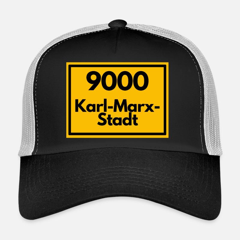 Plaque de lieu - puis ancien code postal 9000 Karl Marx Stadt Casquette trucker 