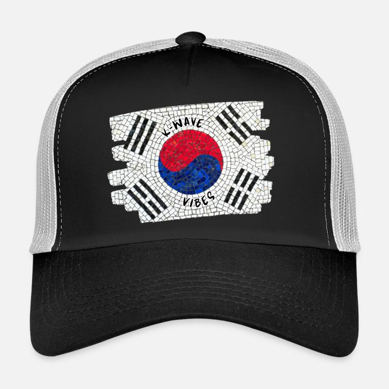 K-Wave Vibes Corée Drapeau Mosaïque Design Casquette trucker 