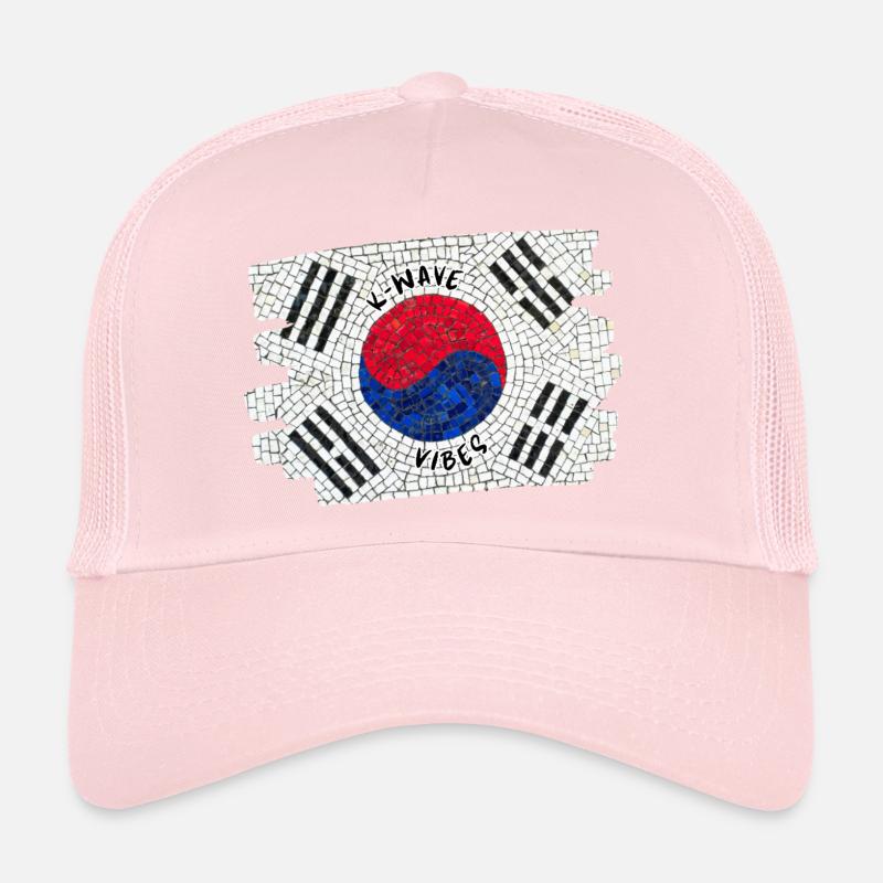 K-Wave Vibes Corée Drapeau Mosaïque Design Casquette trucker 
