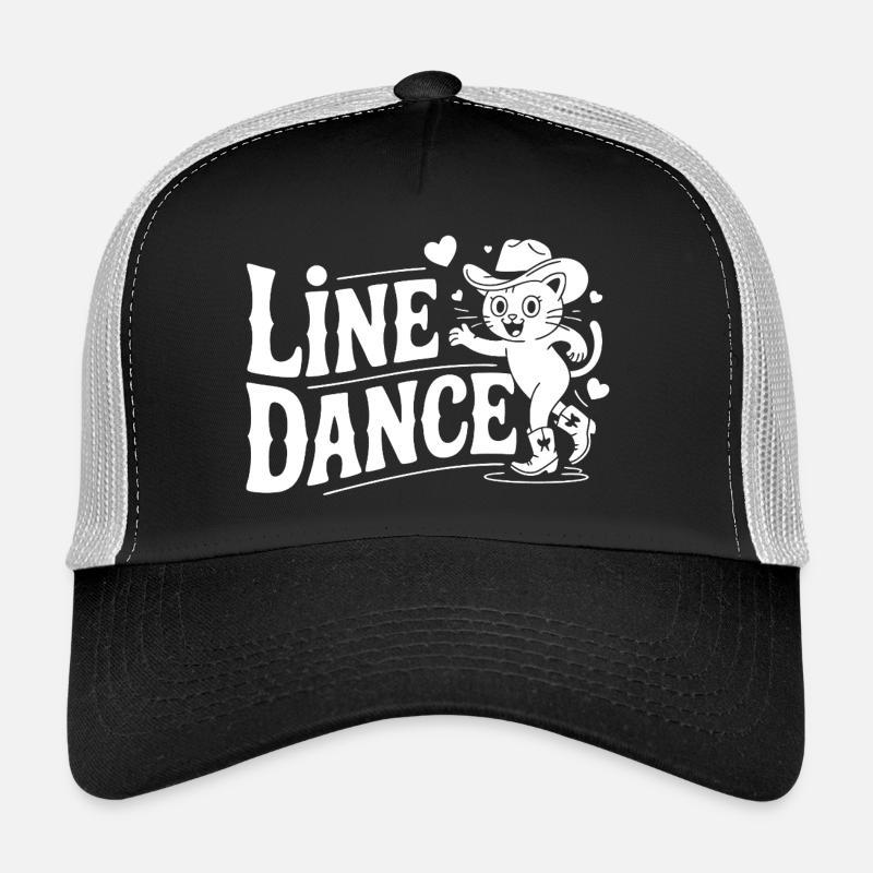 Line Dance Katze Silhouette - Trucker Cap - Schwarz/Steingrau