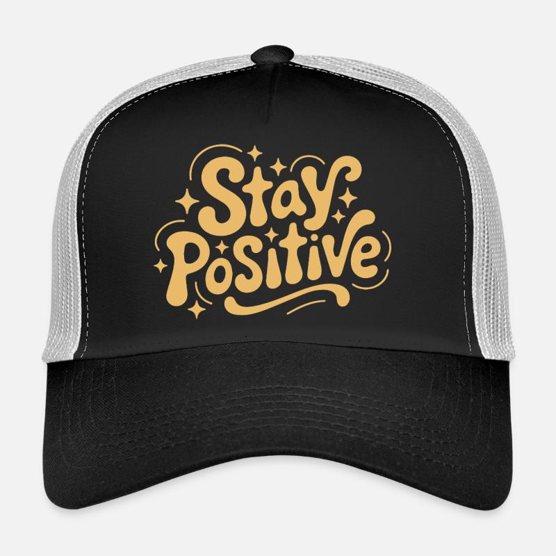 Reste positif, Retro Doodle - Casquette trucker  - noir/gris pierre