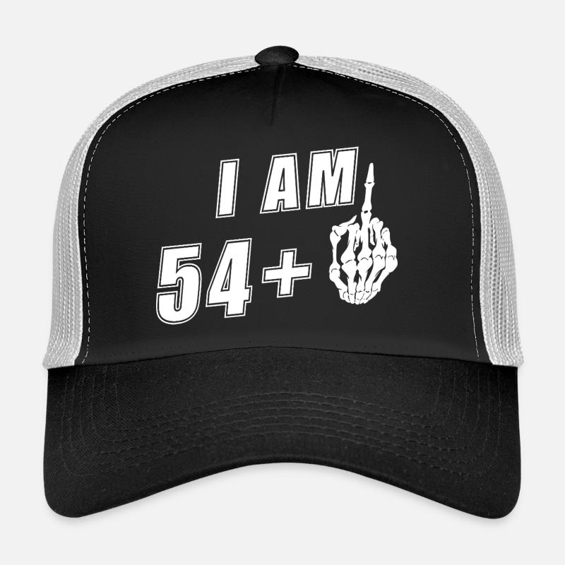 Ich bin 54 plus 1 Mittelfinger Totenkopf lustig 55 Trucker Cap