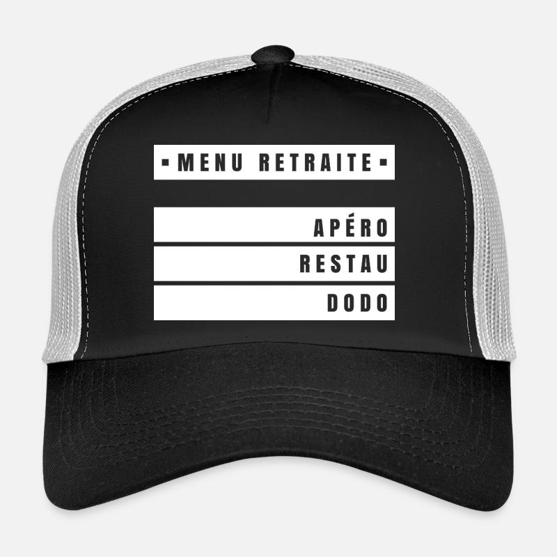 Menu Retraite (bandeau blanc) - Casquette trucker - noir/gris pierre