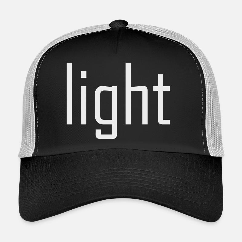Bright Light Light - typography on black sun Trucker Cap