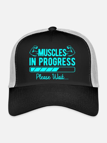 Fitness Motivation Bodybuilder Muscles In Progress - Trucker Cap - Schwarz/Steingrau