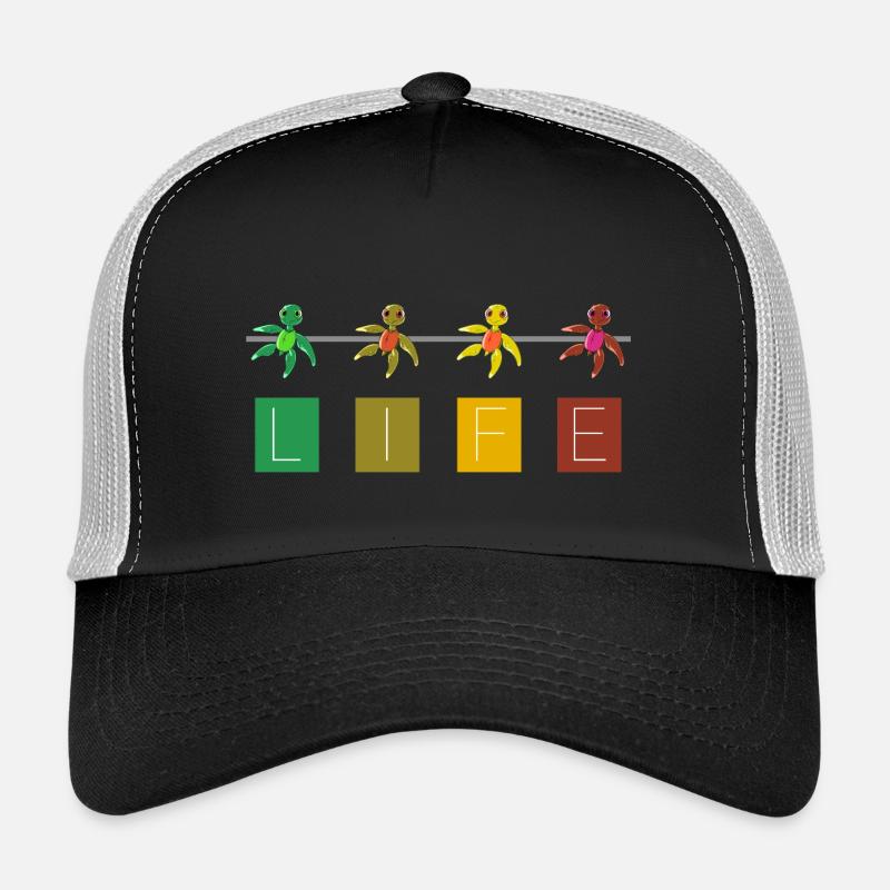 Turtle - Schildkröten, Life - Trucker Cap - Schwarz/Steingrau