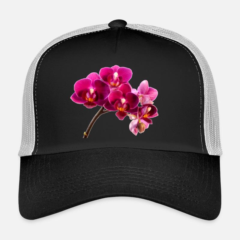 Orchidee Dunkellila - Trucker Cap - Schwarz/Steingrau