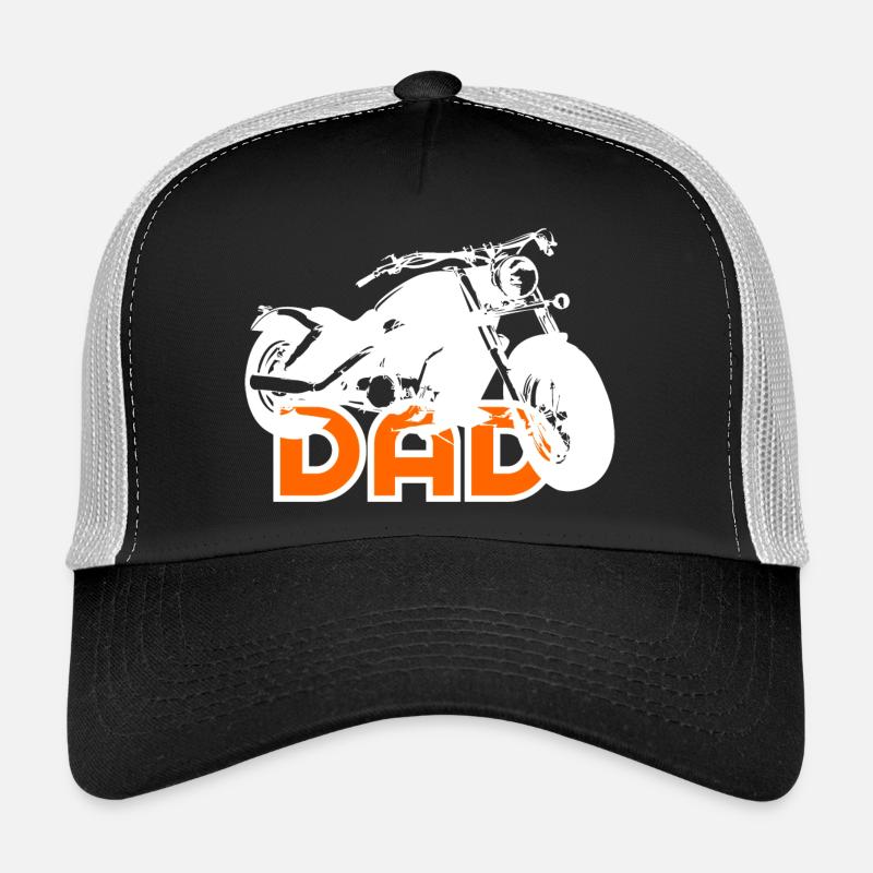 Biker DAD White/Orange Motorcycle - Trucker Cap - black/stone grey