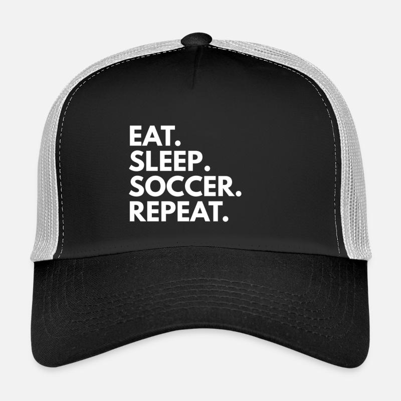 Eat. Sleep. Soccer. Repeat. - Trucker Cap - Schwarz/Steingrau