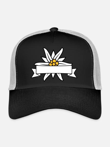 Text Banner Edelweiss - Trucker Cap - Schwarz/Steingrau - Vorne
