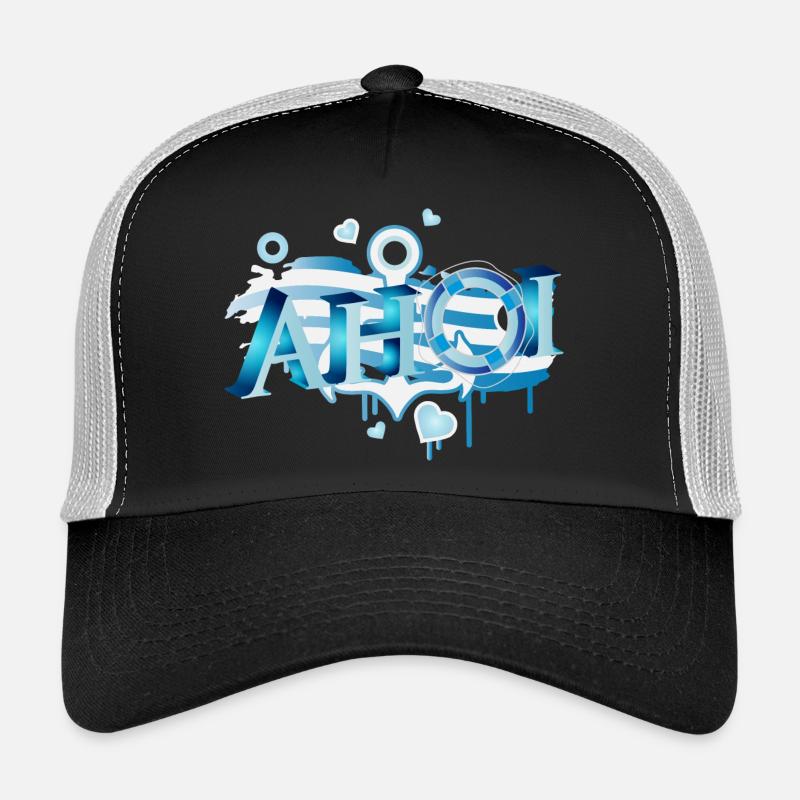 maritimer Seemannsgruß Schriftzug Ahoi Graffiti Trucker Cap
