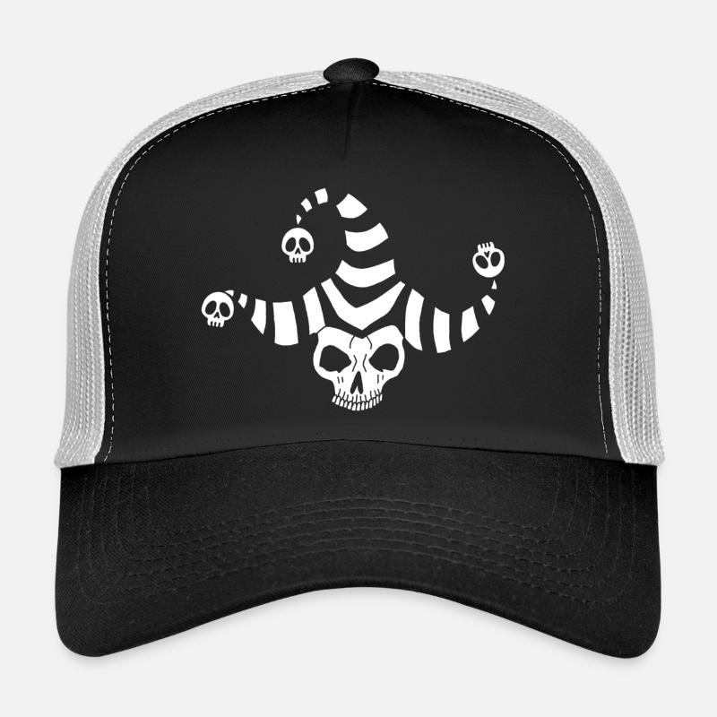 Crâne de bouffon blanc - Casquette trucker  - noir/gris pierre
