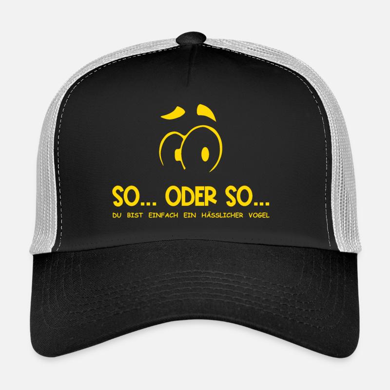 So...Oder So: Hässlicher Vogel - Gelb - Trucker Cap - Schwarz/Steingrau