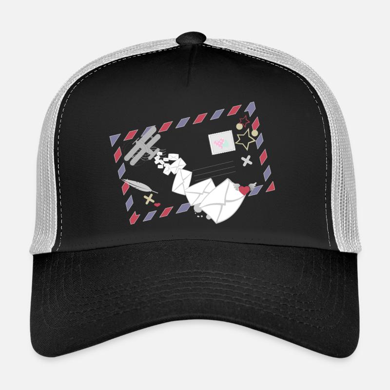 Airmail Rahmen mit Briefen & Postflugzeug Symbol Trucker Cap