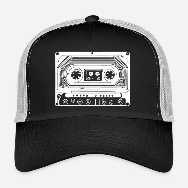 Retro Design Audio Kassette - Trucker Cap - Schwarz/Steingrau