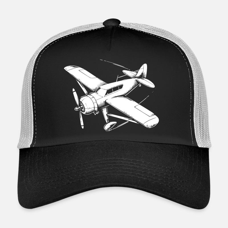 Propeller Plane Drawing - Trucker Cap - black/stone grey