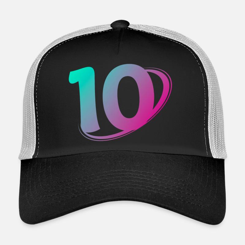 Nummer 10 mehrfarbig - Trucker Cap - Schwarz/Steingrau