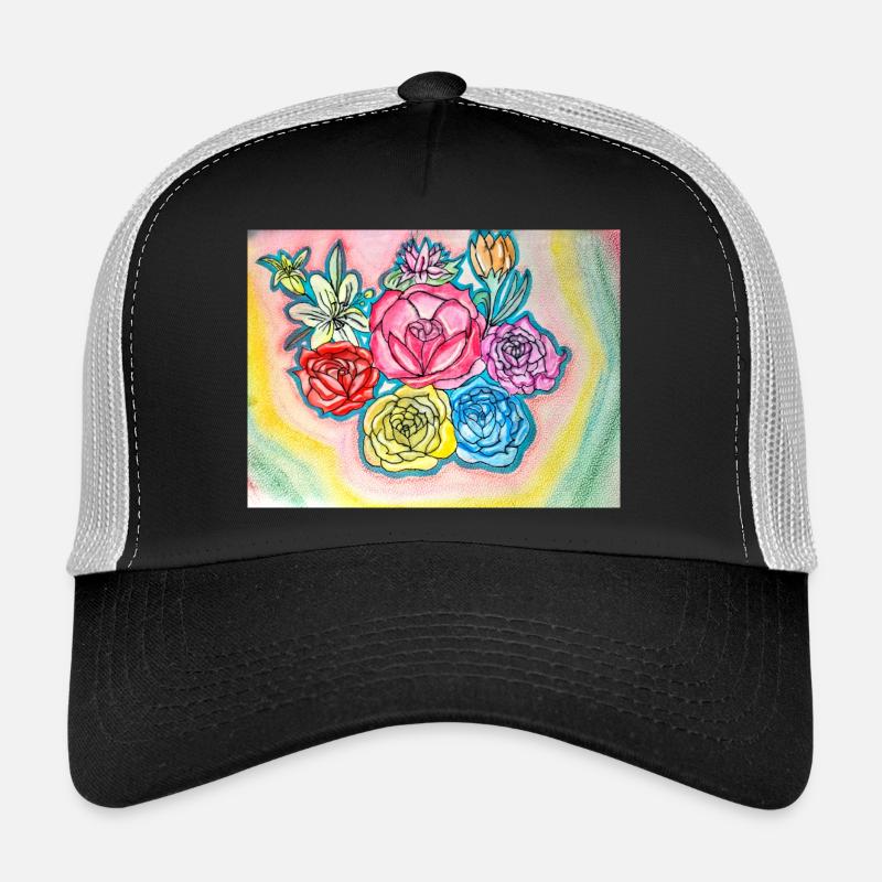 Flowers - Trucker Cap - Schwarz/Steingrau