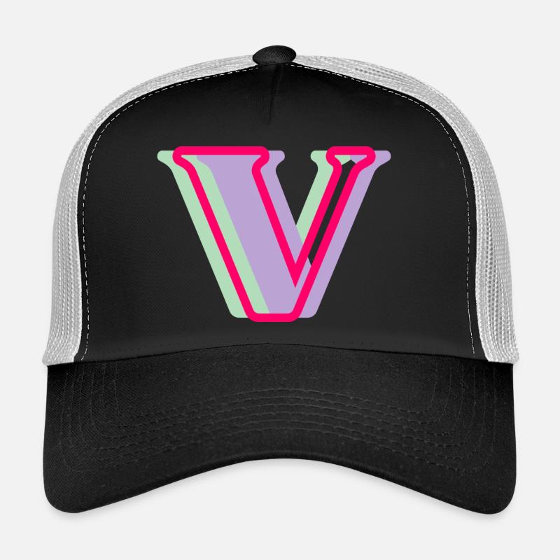 Mehrfarbiger Buchstabe V Trucker Cap