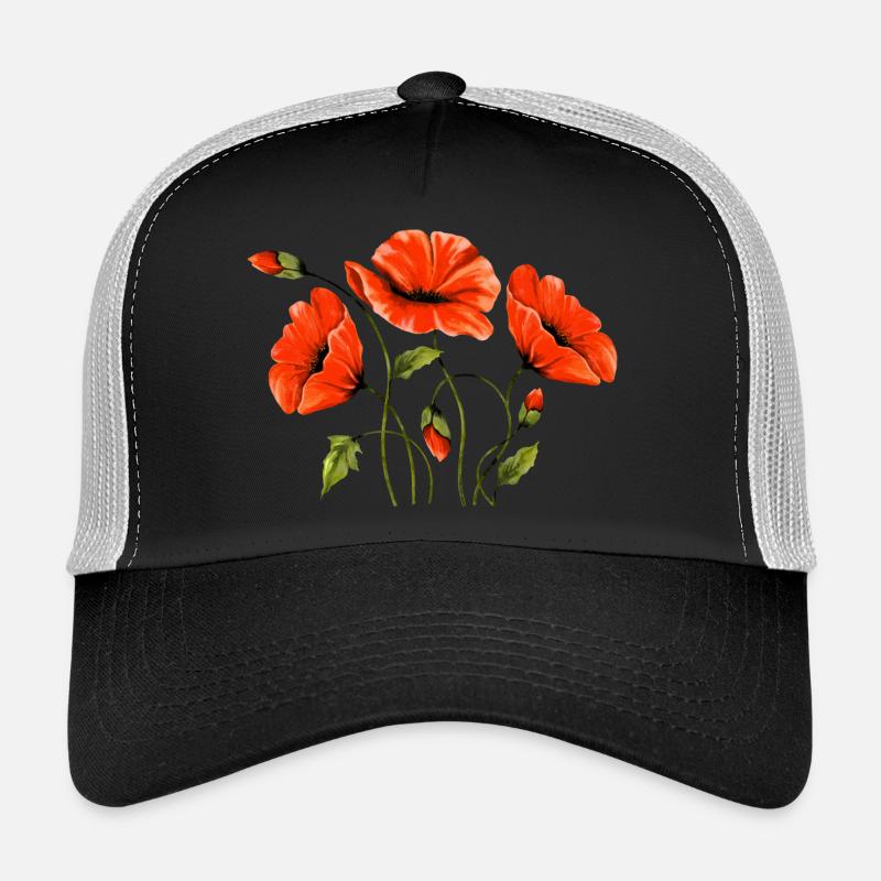 Blumen - Trucker Cap - Schwarz/Steingrau