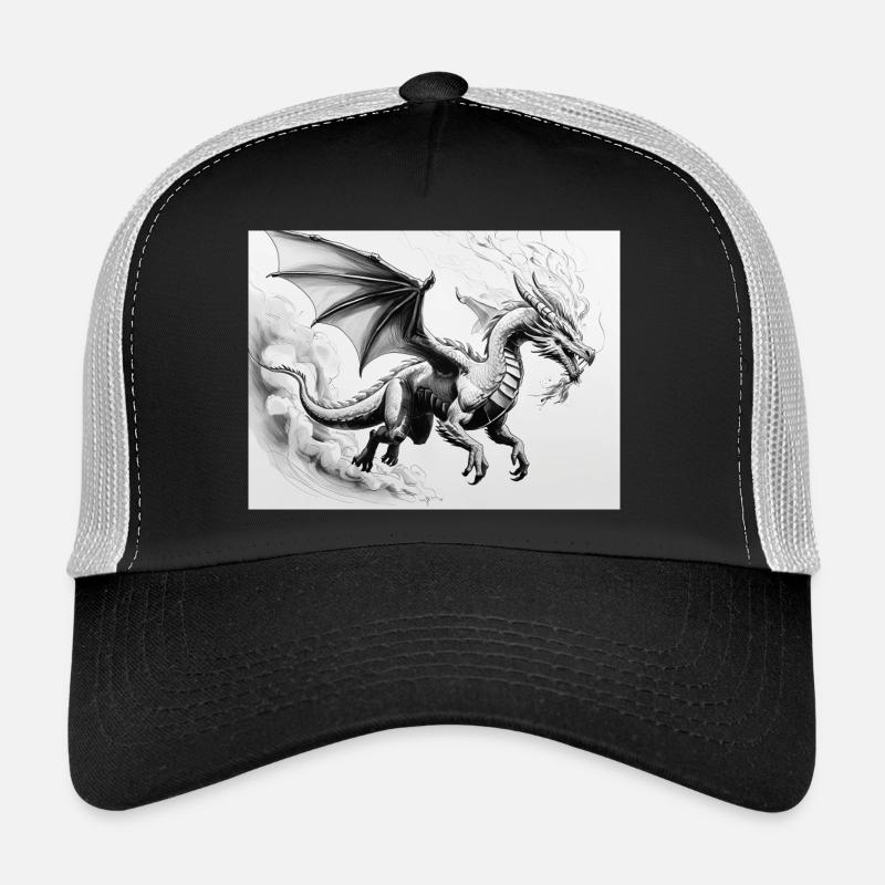 Determined Dragon with Fire Wings - Trucker Cap - black/stone grey