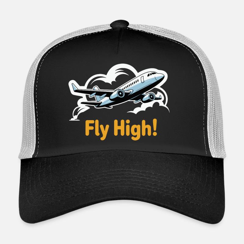 Jet in Sky Illustration Fliege hoch Trucker Cap