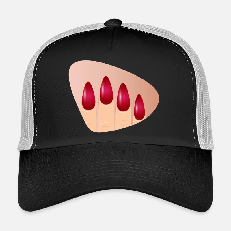 Elegant red nails in a glossy look Trucker Cap