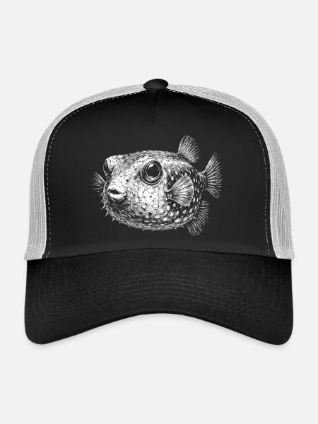 Poisson-globe - Casquette trucker  - noir/gris pierre - Devant