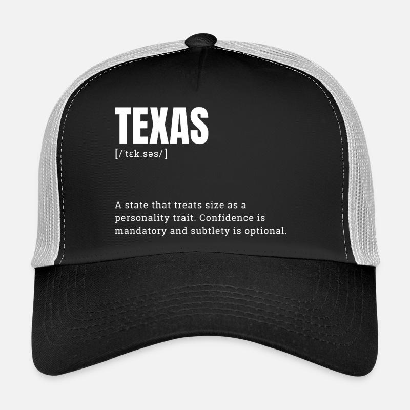 Typographie grand format du Texas Humour Casquette trucker 