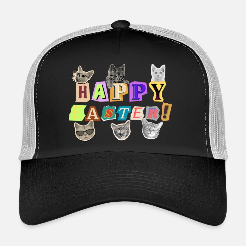 Frohe Osterkatzen, - Trucker Cap - Schwarz/Steingrau