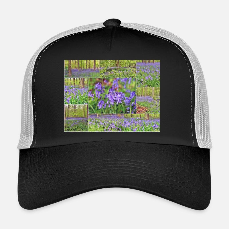 Purple Forest Wild Hyacinth Collage - Trucker Cap - black/stone grey