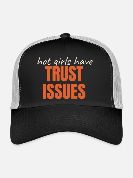 Les filles sexy ont des PROBLÈMES DE CONFIANCE drôle en parlant tendance - Casquette trucker  - noir/gris pierre - Devant
