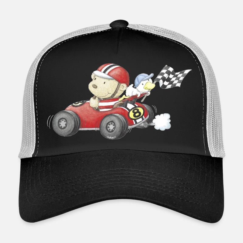PP_Rennfahrer_01 - Casquette trucker  - noir/gris pierre