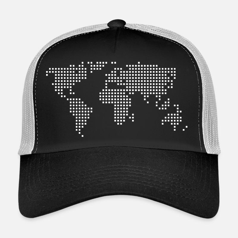 Pixel Carte du monde Casquette trucker 
