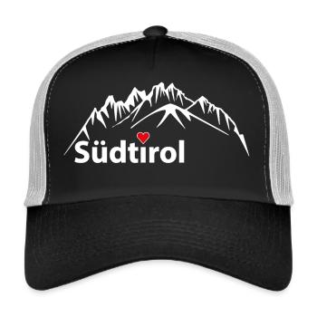 Die Dolomiten, Berge Südtirol  - Trucker Cap - Schwarz/Steingrau - Vorne