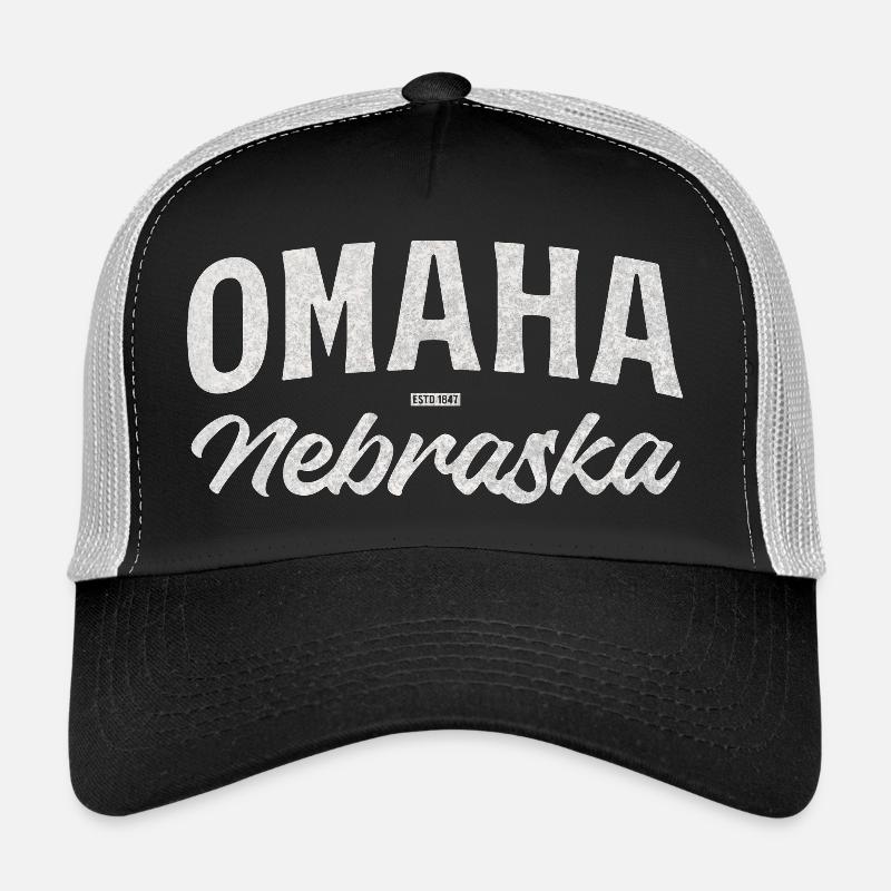 Omaha Nebraska Vintage Script Tee Trucker Cap