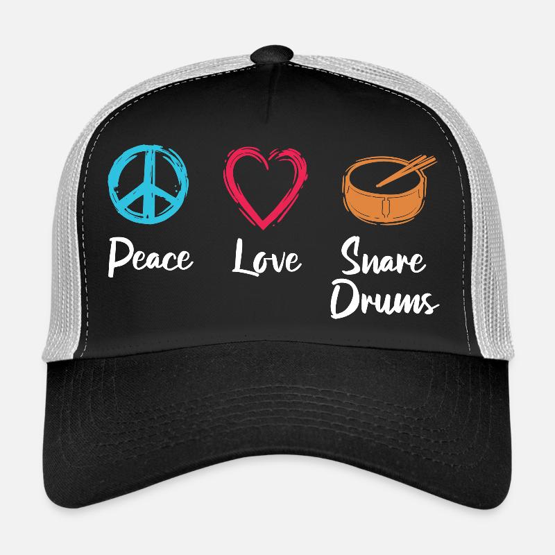 Frieden Liebe Trommel - Trucker Cap - Schwarz/Steingrau