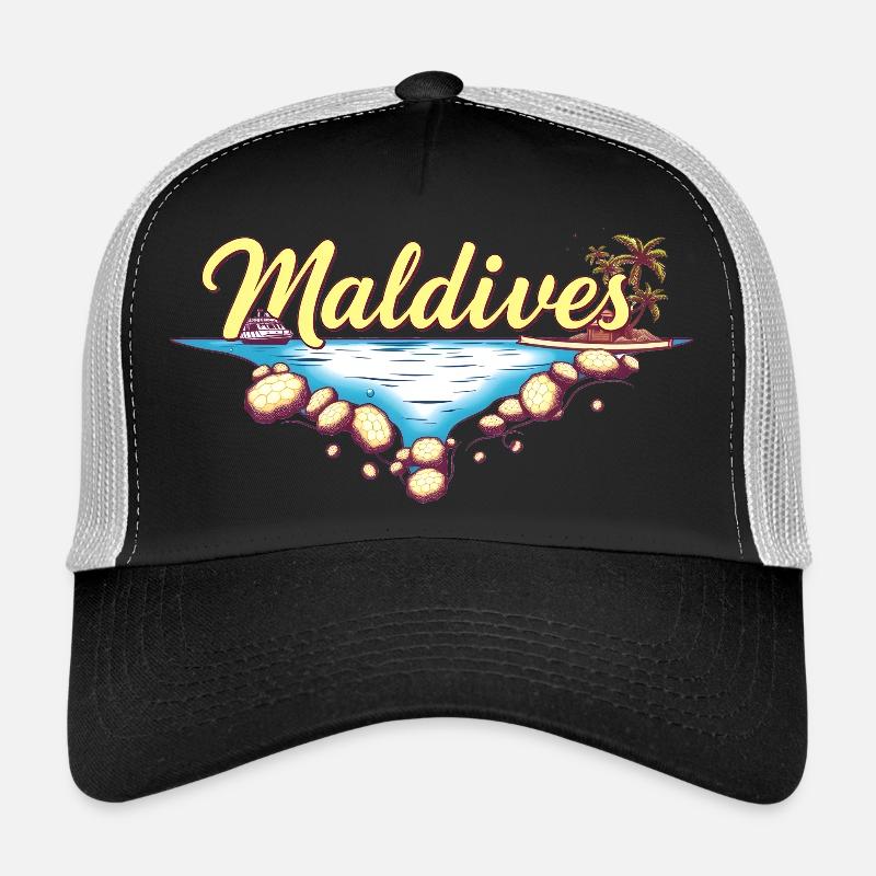 Malediven Geschenkidee - Trucker Cap - Schwarz/Steingrau
