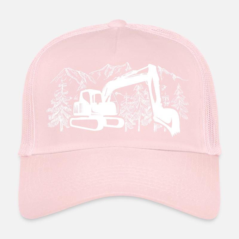 Excavator Silhouette Construction Equipment Operator Work Trucker Cap