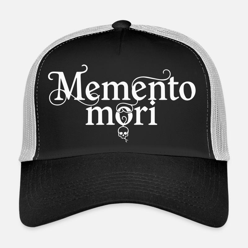 Memento Mori - Citation latine Skull White Casquette trucker 