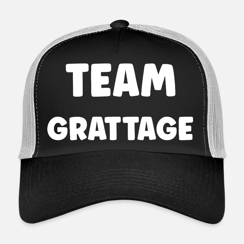 Team Grattage: Noir sur Blanc Casquette trucker 