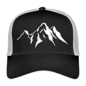 Berge Berg Landschaft Mountains Alpen Ski Schnee - Trucker Cap - Schwarz/Steingrau - Vorne